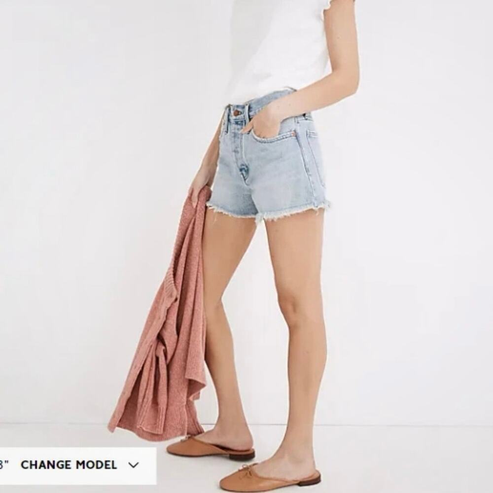 Madewell Women’s Relaxed Denim High Rise Cutoff Shorts Raw Edge Size 26 EUC - Picture 2 of 13
